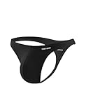 Mauro Kane Men's Sexy Thongs Bamboo G-String Low Rise Bulge Pouch Underwear for Men Breathable Underpants,Black-L