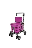 Prestige Shopping Trolley with Seat & Backrest/Walking frame/Seated Mobility Trolley/Stroller 6 wheel (FULLY ASSEMBLED in UK READY TO USE!) (Purple)