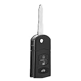 Key Fob Case, Uncut Blade CNC Carving Modification 3 Button Flip Key Shell Black for Car Replacement for 2 3 5 6 RX8 MX5, Automotive and Motorcycle Parts,car alarm system