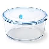 NUTRIUPS 2.8L Large Airtight Glass Food Storage Containers with Lids, Round Food Storage Set, BPA Free for Meal Prep, Travel, Freezer, Oven