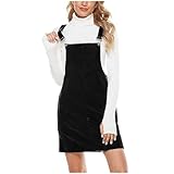 Women's Dress Pinafore Dress Clearance Corduroy Dungarees Sleeveless Vintage Cami Dresses A-Line Mini Overall Dress Ladies Dress Casual Party Dress Corduroy Solid Pocket Front Wide Straps