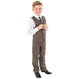 Vivaki Boys Grey Herringbone Tweed Suit, 4 Piece, 0-12 Years, Tailored Fit, Classic Style, Boy's, SUIT