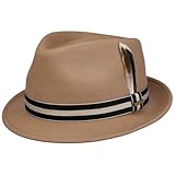 Stetson Galento Trilby Hat Wool Felt Asahi Guard Packable Stripe Band Feather Men Autumn Winter Beige XL (60-61 cm)