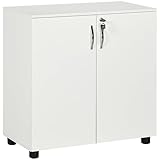 Vinsetto Filing Cabinet with Locking Doors & Shelves, 2-Tier Lockable Storage Cabinet with 2 Keys for Home Office, 80W x 40D x 80H cm, White