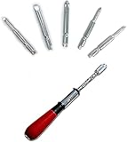 Semi-Automatic Spiral Ratchet Screwdriver Set With 5 Heads - Push-Pull Design With Wooden Handle