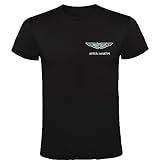 Aston Martin Men's 100% Cotton Short Sleeve T-Shirt, XL, Black/White