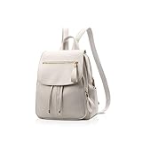 NICOLE&DORIS Fashion Women Backpack Mini Backpack Faux Leather Ladies Rucksack Shoulder Bag Purses Girls Backpack White