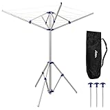 Andes 4 Arm Aluminium Rotary Camping Clothes Airer 16m Washing Line Drying Rack