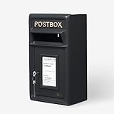 Assorted Collections Wall Mounted Post Box Classic Large Letter Box Lockable With 2 Keys, Heavy Duty Cast Iron Weatherproof Mailbox Easy To Install Keep ‎24x17x 44 cm, 11.8 kg (Black)