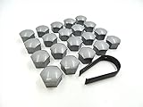Partsdealers WHEEL NUT COVERS FOR VOLVO C30 C70 S40 S60 S80 S90 V90 V60 V70 V90 XC40 XC60 XC70 XC90 BOLT CAPS LOCKING 19mm GLOSSY LIGHT ALLOY GREY +TOOL SET