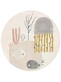 RugVista Octo Children's room Rug, Modern, Ø 150 cm, Round, Kids Carpet, Medium Pile, Dry Clean, living-room,kids-room,bedroom,hallway, No harmful substances, Pink