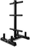 SereneLife Olympic Weight Plate Rack - 800 Pounds Capacity, Heavy Duty Gym Organizer, Scratch Resistant Frame, Powder-Coat Finish, Easy to Assemble, Compact & Space-Saving, Black