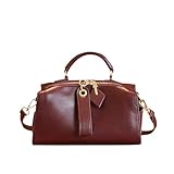 Women's Leather Handbags Shoulder Bag, Stylish Elegant Boston Crossbody Bag with Shoulder Straps in Two Styles, Top Handle, Large Capacity Retro Bag