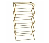 PREMZO 4 Tier Airer Bamboo Wooden Clothes Towel Folding DRYER Airier Vintage Traditional Classic Concertina Design Horse Laundry Home Free Standing Hanger Foldable Rack