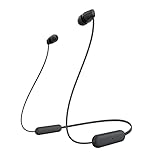 Sony WI-C100 Wireless In-ear Headphones - Up to 25 hours of battery life - Water resistant -Built-in mic for phone calls - Voice Assistant compatible - Reliable Bluetooth® connection - Black