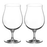 DIAMANTE Premium Lead Free Crystal Craft Beer Ale Glasses | Craft Stemmed Glasses - Belgian Beer Tasting Glass for IPA, Stout, Gift Boxed– Set of 2