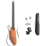 Donner HUSH-I Guitar For Travel - Portable Ultra-Light and Quiet Performance Headless Acoustic-Electric Guitar, Mahogany Body with Removable Frames, Gig Bag, and Accessories