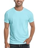 Pioneer Camp Mens Bamboo Viscose T Shirt Ultra Soft Plain Tshirts for Men Cooling Crew Neck Casual Basic Tee Shirt Undershirt, 1-pack-aqua Blue, S