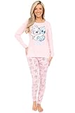 Disney Womens Lilo and Stitch Long Stitch and Angel Pink Pyjama Set Ladies PJ's (14-16)
