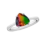 Trillion Tourmaline Ring Watermelon Tourmaline Quartz Ring 925 Sterling Silver Solitaire Simple Engagement Ring For Women Handmade Gemstone Jewelry For Valentine Love Gifts For Her By NKG