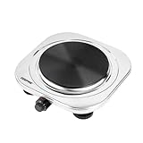 Geepas 1500W Stainless Steel Single Hot Plate – Portable Electric Hob Single Burner with Adjustable Temperature Control, Cast Iron – Lightweight & Portable Great to use at Campsites Caravans & Bedsits