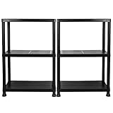 TekBox Garage Storage Shelves Black Plastic Shed Office 3 4 or 5 Tier Shelving Unit (2, 3 Tier)