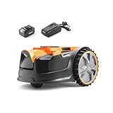 LawnMaster OcuMow® 16 Drop and Mow Robot Lawnmower with MX 24V 4.0Ah lithium battery and fast charger. No Boundary Wire, App or Outdoor Power Socket needed. For small to medium lawns up to 150m2.