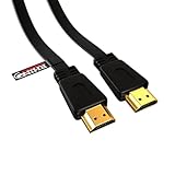 rhinocables - Flat HDMI 1.4 Cable | Supports Fire Stick 4K & Kindle Fire | Gold Contacts for Reliable Connection | Ideal for Gaming & Home Theatre | 90-Degree Adapter Compatible, Gold, 3m