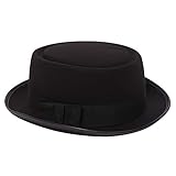 Adults Black Pork Pie Hat - Classic Black Pork Pie HAT - Mods and Movies Pork Pie Hat for Men and Women - Fits 58 cm Head Size