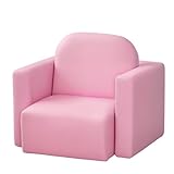 HOMCOM Kids Armchair Toddler Sofa Children's Chair, 2 in 1 Kids Table Chair Set with Wooden Frame, for 3 Years Old Boys Pink