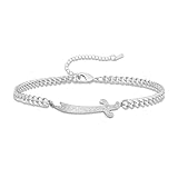 VASSAGO Zulfiqar Bracelet for Women Men Stainless Steel Imam Ali Sword Pendant Islamic Arabic Braided Rope String Islam Muslim Jewelry (silver bracelet)