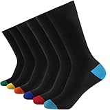 Cirorld 6 Pairs Mens Black Socks, Breathable Causal Cotton Socks Men Multipack, Soft Smart Dress Sock with Reinforced Heel & Toe, Suitable for Work and Daily Wear