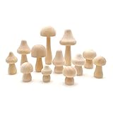 JZK 12x Small Unfinished Wooden Mushrooms for DIY Crafts Projects, unpainted Wood Mushrooms Ornaments, Mushroom Figurines, Kids Painting Arts Crafts, Home Decor, Mushroom Decorations Party Gift