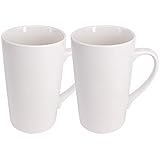 YBCPACK 2 Pack 16 OZ 450ml Porcelain Mug Coffee Cup Plain Large Tall White Ceramic Cup Milk Tea Coffee Mug with Handle