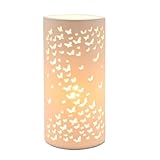 Hestia Tall Butterfly Tube Ceramic Table Lamp with Matt Finish & Cosy Illumination. Gift for Housewarming, Bedroom, Living Room, Office, Nightstand or Lounge.