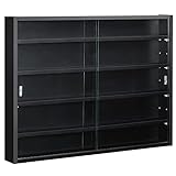 HOMCOM 5-Tier Wall Display Shelf Unit Cabinet w/ 4 Adjustable Shelves Glass Doors Home Office Ornaments 60x80cm Black