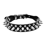 FSSTUD Adjustable Spiked Dog Collar Rivet Studded Pet Collar Soft PU Leather Cat Collar Spike Leather Dog Collar Wide Cool Puppy Collar Stud Dog Neck Collar for Small Medium Pets