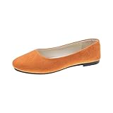 Bow Light Suede Platform Shoes Women Flat Shoes Large Size Ballet Shoes Low Heel Wedding Shoes Plain Comfortable Sandals Hollow Heel Design Work Shoes, orange, 2/2.5 UK