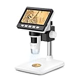 GlobalCrown Digital Microscope for Kids Adults,50-1000X Magnification Microscopes with 4.3 Inch Screen,Coin Microscope with 8 Adjustable LED Light Soldering Magnifier,Windows Mac Compatible