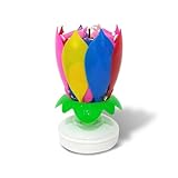 Musical Birthday Candles, Lotus Flower Musical Candle, Rotating Flower Happy Birthday Cake Candle with Auto-Opening Petals, Colored Birthday Candles for Party