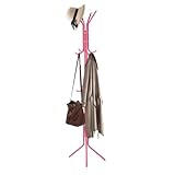 Coat Stand with 12 Hooks Coat Rack 3 Tier Freestanding Metal Hanger hat stand Multifunctional Handbag Jacket Umbrella Hanging Organiser for Homes Office Entryway Hallway pink 175CM
