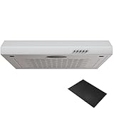 FIREGAS 60cm Visor Cooker Hood Undercabinet Hood Wall Mounted Kitchen Extractor Fan 600mm Top Vented Range Hood, White