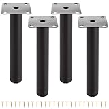 ASelected 15Cm Adjustable Furniture Legs Set of 4, Replacement Metal Support Leg Retractable Heavy Duty Legs Replacement for Sofa Table Chair Desk Kitchen Cupboard Cabinets Legs Feet (Black)