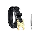 baizhong womens belt for jeans belts Women's belt fashion hollow buckle belt(Black 90CM)
