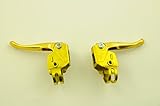 Landar PAIR GENUINE 80’S MADE OLD SCHOOL BMX MX, 2 FINGER BRAKE LEVERS GOLD NEW OLD STOCK NOS IDEAL RALEIGH BURNER MONGOOSE SCHWINN Etc