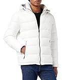 GUESS Men's Mid-Weight Puffer Jacket with Removable Hood, White, XL