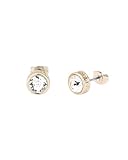 Karen Millen Logo Stud Earrings For Women (Gold/Clear Crystal)