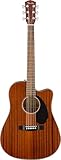 Fender CD-60SCE Dreadnought Electro-Acoustic Guitar, All-Mahogany Body, Suitable for Beginners and Intermediate Guitarists, Includes Complimentary Virtual Lessons