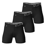 STEP ONE Boys Underwear Trunk Briefs, 3 Pairs, Kids Boxers, Moisture Wicking, 3D Pouch + No Ride Up Boys Underpants Black 2-3Y