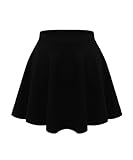 janisramone® Kids Girls Plain High Waisted Flared Skirt - Flippy, Stretchy, Soft and Lightweight for School